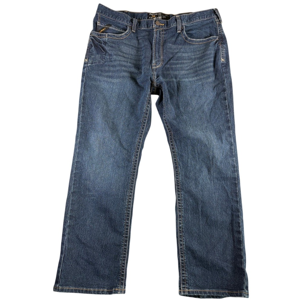 Ariat Rebar‎ M4 Jeans Men's 40x32 Blue Relaxed Bootcut Workwear Durable Rugged